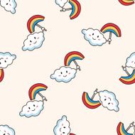 weather rainbow cartoon seamless pattern background N2