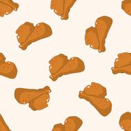 Fried foods theme chicken cartoon seamless pattern background N6