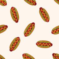 Fried foods theme hot dog cartoon seamless pattern background N4