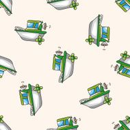 Transportation boat cartoon seamless pattern background N16