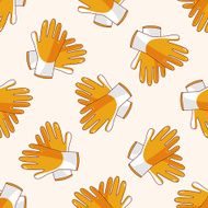 Working gloves cartoon seamless pattern background N2