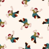 Extreme Sports cartoon seamless pattern background N6