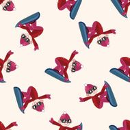 Extreme Sports cartoon seamless pattern background N10