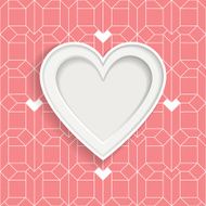 White frame in heart shape and geometric pattern