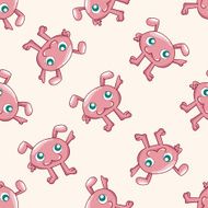 bizarre monster cartoon seamless pattern background N5