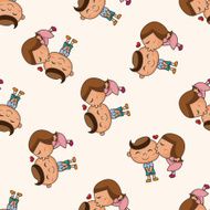 Valentine&#039;s day couple cartoon seamless pattern background N4