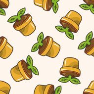 Flower pot cartoon seamless pattern background N3