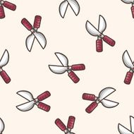 garden shears cartoon seamless pattern background N2