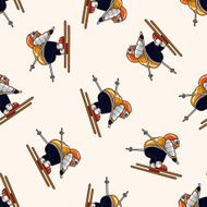 Extreme Sports cartoon seamless pattern background N17