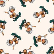 Extreme Sports cartoon seamless pattern background N19