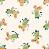 animal mouse doctor cartoon seamless pattern background N2