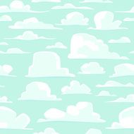 Seamless background with vector cartoon clouds in different shapes