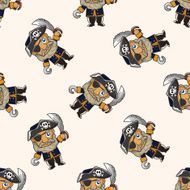 pirate cartoon seamless pattern background N26