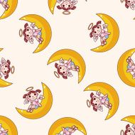 angel cartoon seamless pattern background