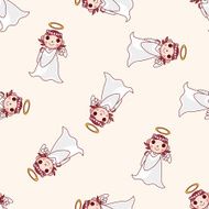 angel cartoon seamless pattern background N4