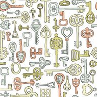 hand drawn vintage keys seamless vector background N2