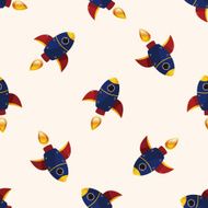 spaceship cartoon seamless pattern background N38
