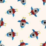 spaceship cartoon seamless pattern background N39