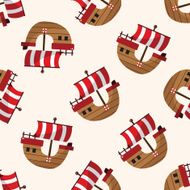 Transportation boat cartoon seamless pattern background N37