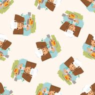 people theme cook cartoon seamless pattern background