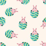 easter rabbit cartoon seamless pattern background N17