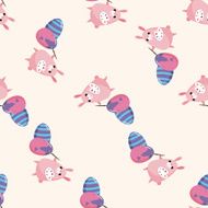 easter rabbit cartoon seamless pattern background N18