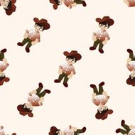 cowboy cartoon seamless pattern background N10