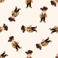 cowboy cartoon seamless pattern background N11