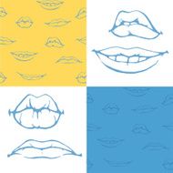 Seamless texture Human lips Set of 4