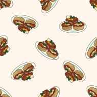 Italian food cartoon seamless pattern background N2