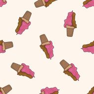 ice cream cartoon seamless pattern background N4