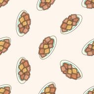 Italian food cartoon seamless pattern background N5