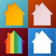 Set of four simple abstract house backgrounds