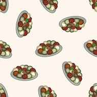 Italian food cartoon seamless pattern background N7