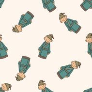 Chinese people cartoon seamless pattern background N3