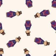 Chinese people cartoon seamless pattern background N5