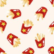 Fried foods theme french fries cartoon seamless pattern background N3