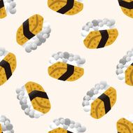 Japanese food sushi cartoon seamless pattern background N3