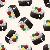 Japanese food sushi cartoon seamless pattern background N7