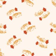 Japanese food shrimp cartoon seamless pattern background N2