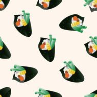 Japanese food sushi cartoon seamless pattern background N8