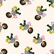 thief cartoon seamless pattern background N14