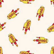 spaceship cartoon seamless pattern background N43