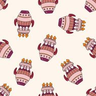 spaceship cartoon seamless pattern background N46