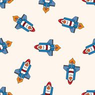 spaceship cartoon seamless pattern background N47