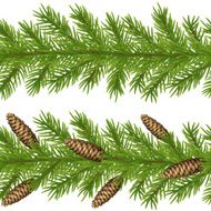 Vector horizontal seamless background with fir tree branches and cones N2