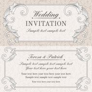 Baroque wedding invitation grey and beige