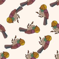 bird cartoon seamless pattern background N8