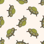 ufo cartoon seamless pattern background N2