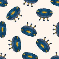 ufo cartoon seamless pattern background N3